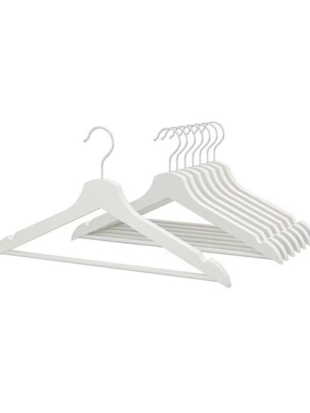 IKEA Bumerang White Wooden Clothes Hangers Set of 8
